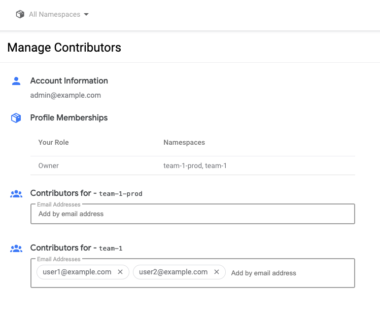 Kubeflow Central Dashboard - Manage Contributors